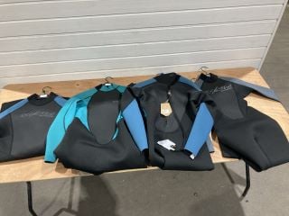 TYPHOON SWARM3 MENS BLUE SIZE L TO INCLUDE TYPHOON STORM3 B/E WETSUIT WOMENS AQUA SIZE 12  TYPHOON STORM3 WETSUIT LADIES GRAPHITE SIZE 8