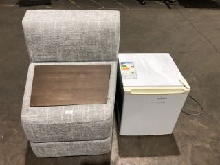 STONEGREY SOFA END END TABLE TO INCLUDE 46 LITRE MINI FRIDGE