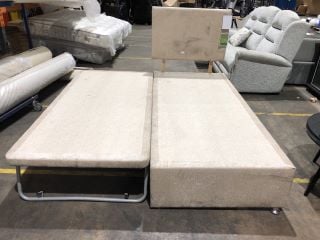 2X SINGLE SAND COLOURED BED TO INCLUDE OBLONG HEADBOARD 90CM