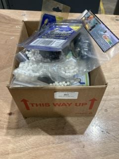 BOX OF ASSORTED PELLETS AND LENSE CAP COVERS