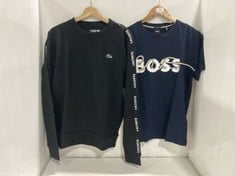 LACOSTE SPORT BLACK SWEATSHIRT - SIZE M TO INCLUDE BOSS NAVY SLIM FIT T-SHIRT - SIZE S