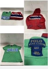 POLO RALPH LAUREN GREEN KID T-SHIRT - SIZE 4 YEARS TO INCLUDE POLO RALPH LAUREN RED/NAVY ZIP-UP HOODIE - SIZE 4 YEARS