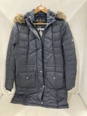 BARBOUR NAVY PADDED COAT WITH HOOD - SIZE 10