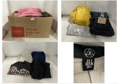 BOX OF ASSORTED CLOTHES TO INCLUDE ZARA BLACK JEANS - SIZE 36