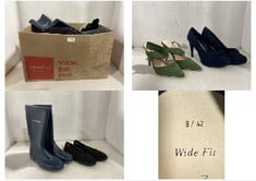 BOX OF ASSORTED FOOTWEAR TO INCLUDE NEW LOOK NAVY SUEDE HEELS - SIZE 8