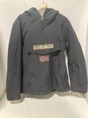 NAPAPIJRI BLACK PADDED ¼ ZIP COAT WITH HOOD - SIZE M