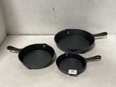 SET OF 3 CAST IRON SKILLETS