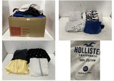 BOX OF ASSORTED CLOTHES TO INCLUDE REPLAY BLACK DENIM JEANS - SIZE W34 L32