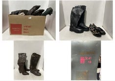 BOX OF ASSORTED FOOTWEAR TO INCLUDE SIMPLY BE BLACK LEATHER BOOTS - SIZE 4