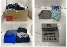 BOX OF ASSORTED CLOTHES TO INCLUDE IETS FRANS NAVY JOGGERS - SIZE L