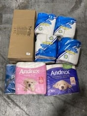 16 X ASSORTED TOILET/KITCHEN ROLLS TO INCLUDE ANDREX FAMILY SOFT CLEAN GENTLE CARE 9 TOILET ROLLS