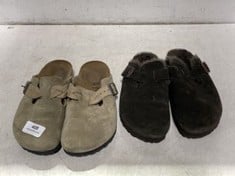 2 X ASSORTED WOMENS BIRKENSTOCKS TO INCLUDE BIRKENSTOCKS - BOSTON WITH LAMBSKIN IN BROWN SIZE 4