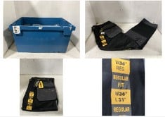 BOX OF ASSORTED DEWALT TROUSERS TO INCLUDE DEWALT REGULAR FIT W34 PRO STRETCH TROUSERS