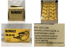 BOX OF 50 X DEWALT CONCEALER CLEAR SAFETY GOGGLES