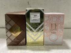 3 X ASSORTED PERFUMES TO INCLUDE YARA LATTAFA PERFUME 100ML