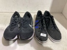 2 X ASSORTED ADULTS TRAINERS TO INCLUDE ADIDAS VS PACE IN BLACK SIZE 12