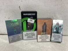 4 X ASSORTED ECIG KITS TO INCLUDE VAPORESSO ARMOUR S (18+ ONLY)