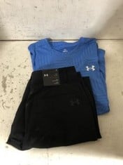 APPROX 7 X ASSORTED CLOTHING TO INCLUDE UNDER ARMOUR SHORTS BLACK SIZE 32