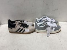 ADIDAS GAZELLE TRAINERS KHAKI SUEDE/BLACK SIZE 6 TO INCLUDE ADIDAS CAMPUS TRAINERS GREY/WHITE SIZE 5