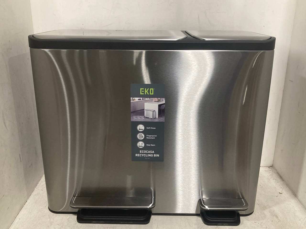 EKO ECOCASA RECYCLING BIN WITH 3 COMPARTMENTS STAINLESS STEEL - RRP £149