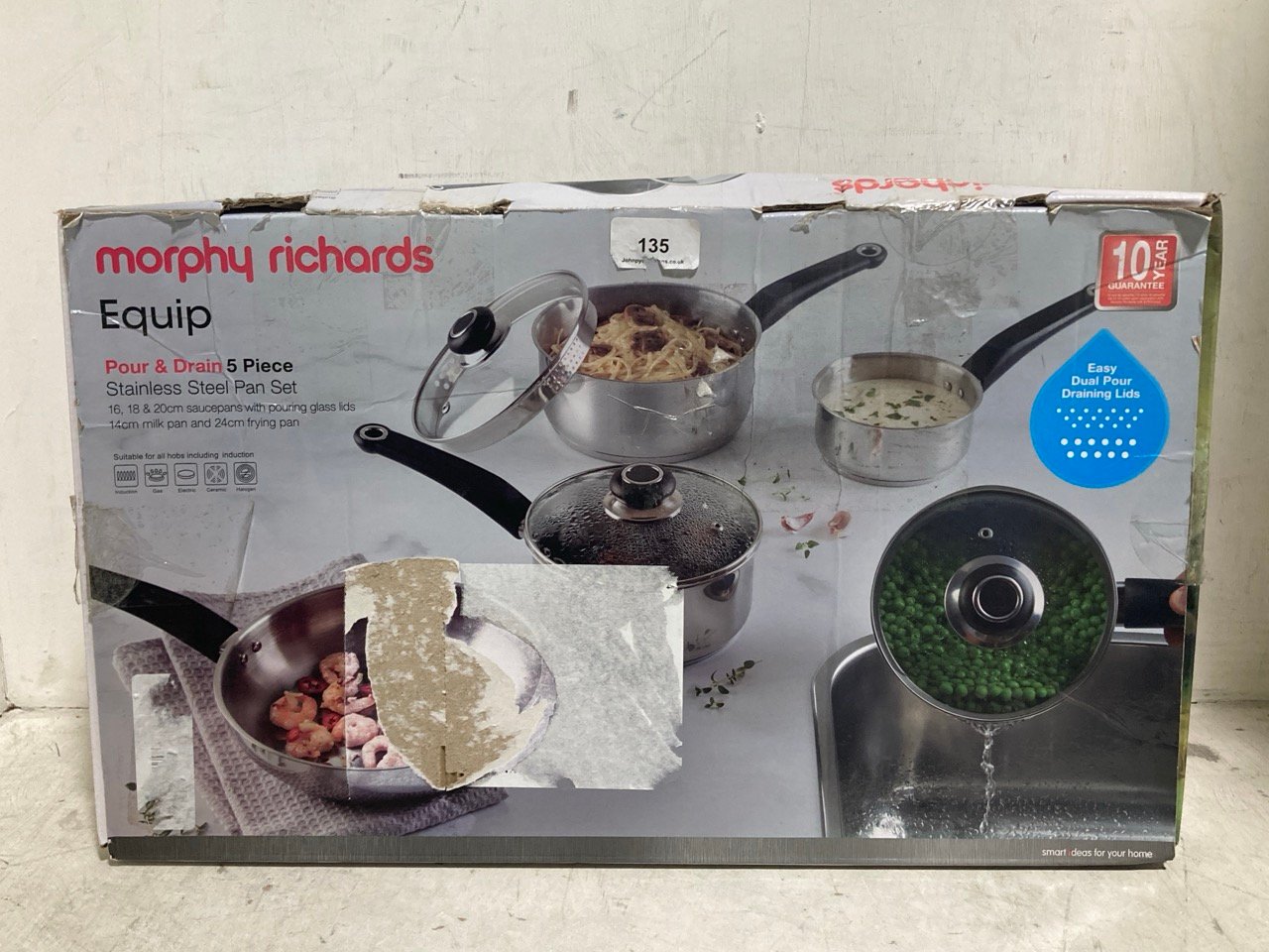 MORPHY RICHARDS EQUIP POUR & DRAIN 5 PIECE STAINLESS STEEL OAN SET