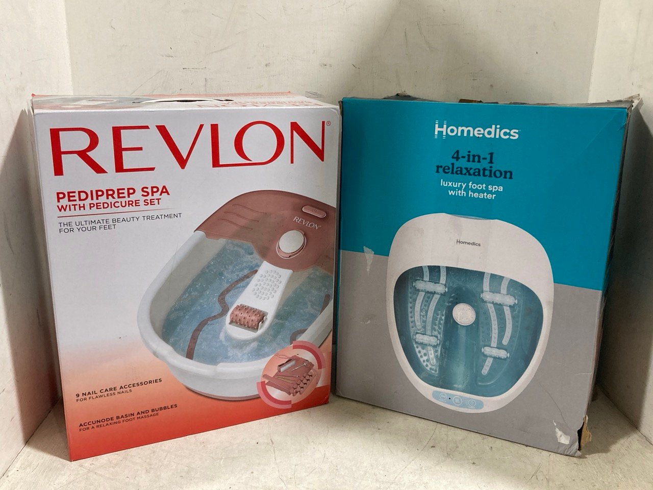 REVLON PEDIPREP SPA WITH PEDICURE SET TO INCLUDE HOMEDICS 4-IN-1 RELAXATION LUXURY FOOT SPA WITH HEATER