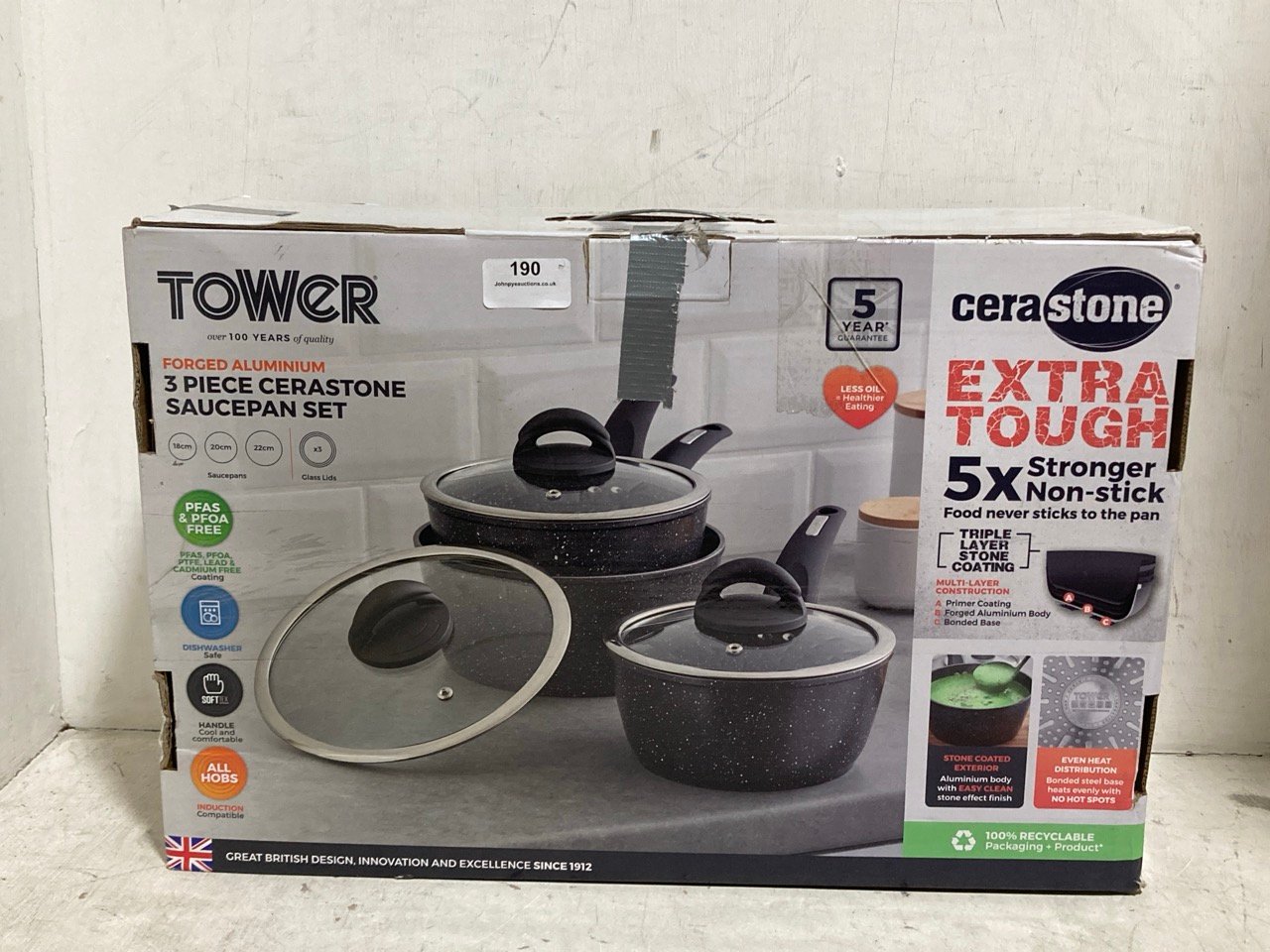 TOWER FORGED ALUMINIUM 3 PIECE CERASTONE SAUCEPAN SET