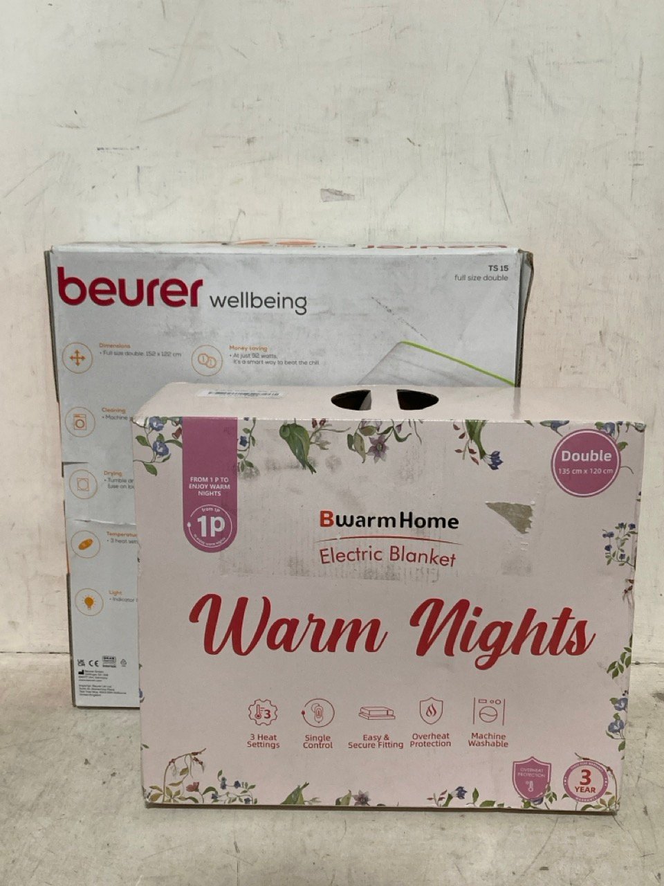 BEURER WELLBEING HEATED MATTRESS COVER WITH SOFT WASHABLE FLEECE TO INCLUDE BWARM HOME DOUBLE ELECTRIC BLANKET