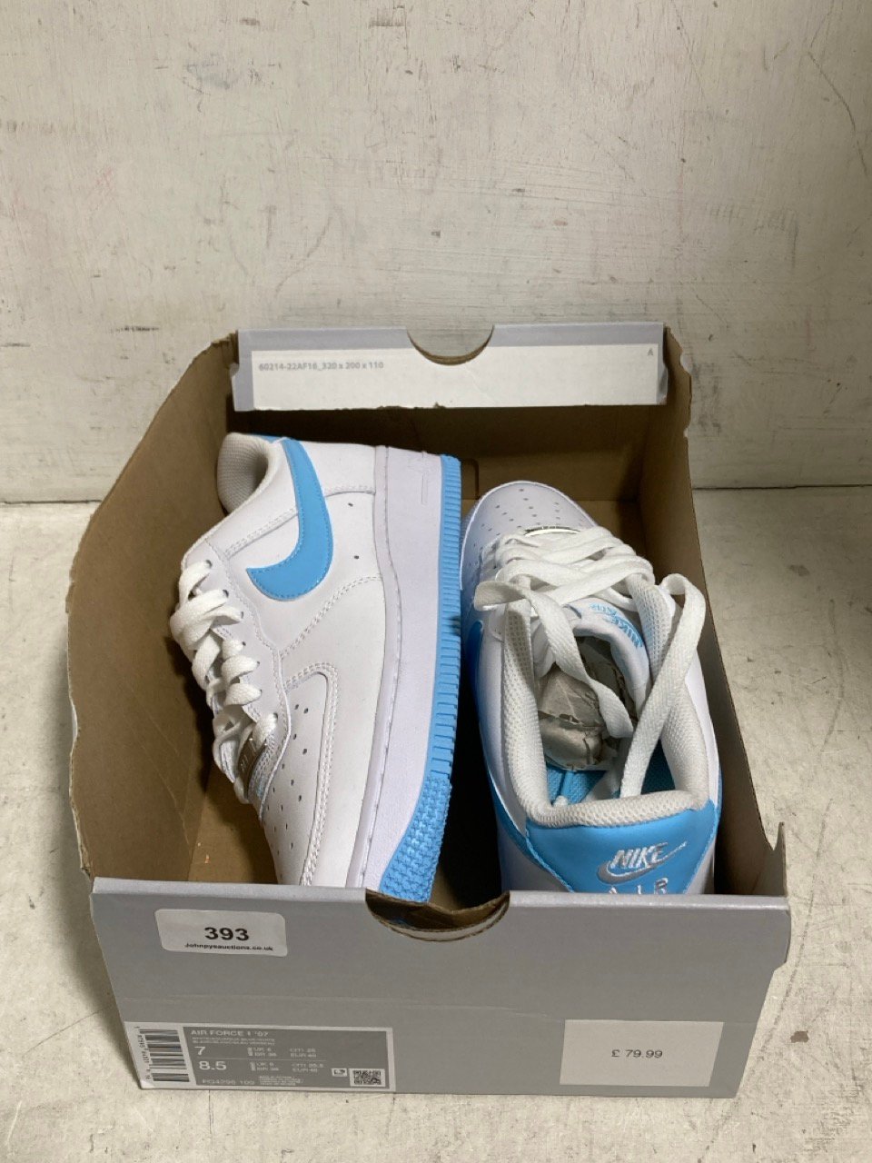 NIKE AIR FORCE 1 '07 TRAINERS WHITE/BLUE - SIZE 6