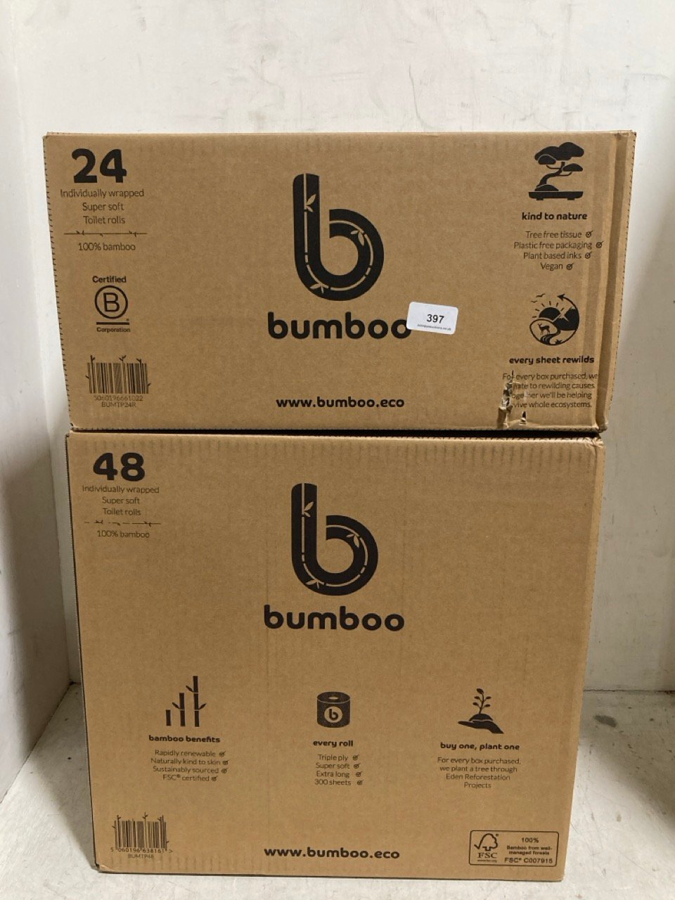 BUMBOO 100% BAMBOO 72 INDIVIDUALLY WRAPPED SUPER SOFT TOILET ROLLS