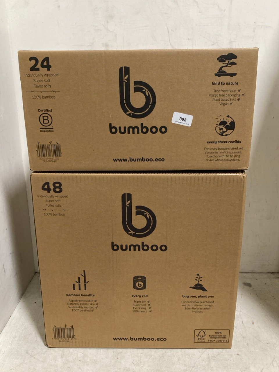 BUMBOO 100% BAMBOO 72 INDIVIDUALLY WRAPPED SUPER SOFT TOILET ROLLS