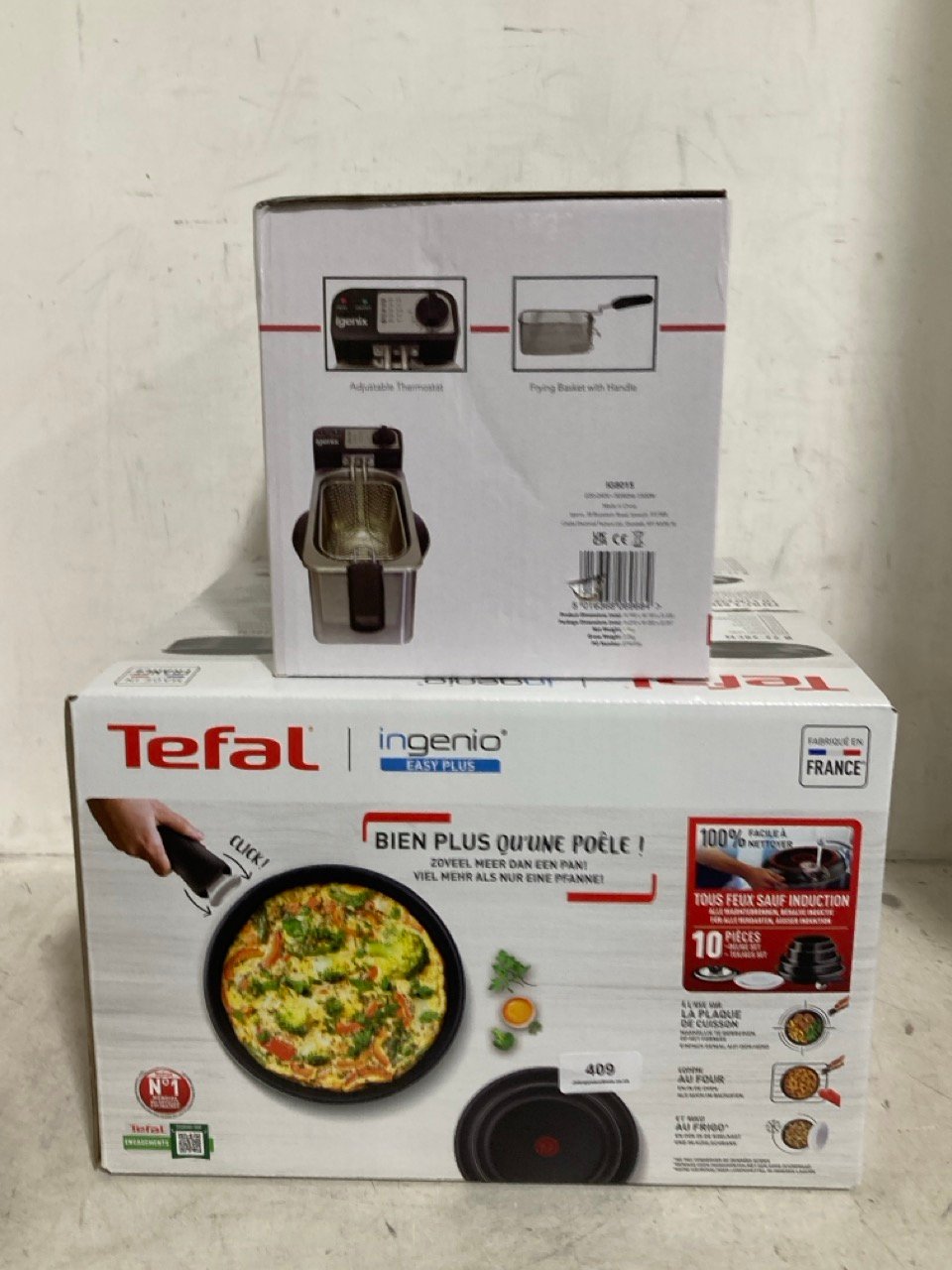 IGENIX COMPACT MINI DEEP FAT FRYER IG8015 TO INCLUDE TEFAL INGENIO EASY ON 10 PIECE PAN SET BLACK - RRP £200