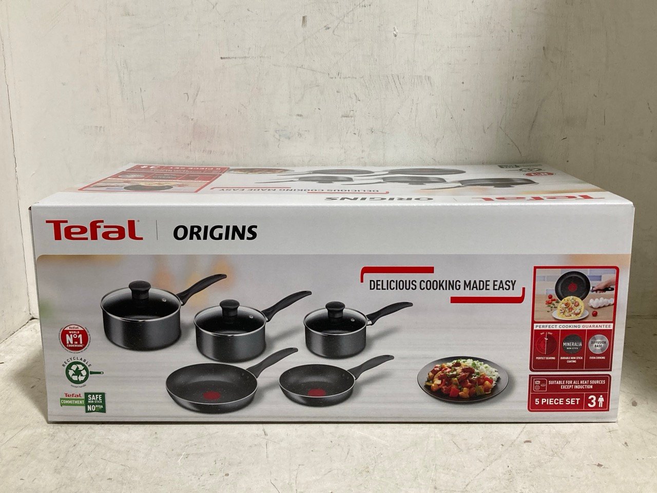 TEFAL ORIGINS 5 PIECE POTS & PANS SET B461S544