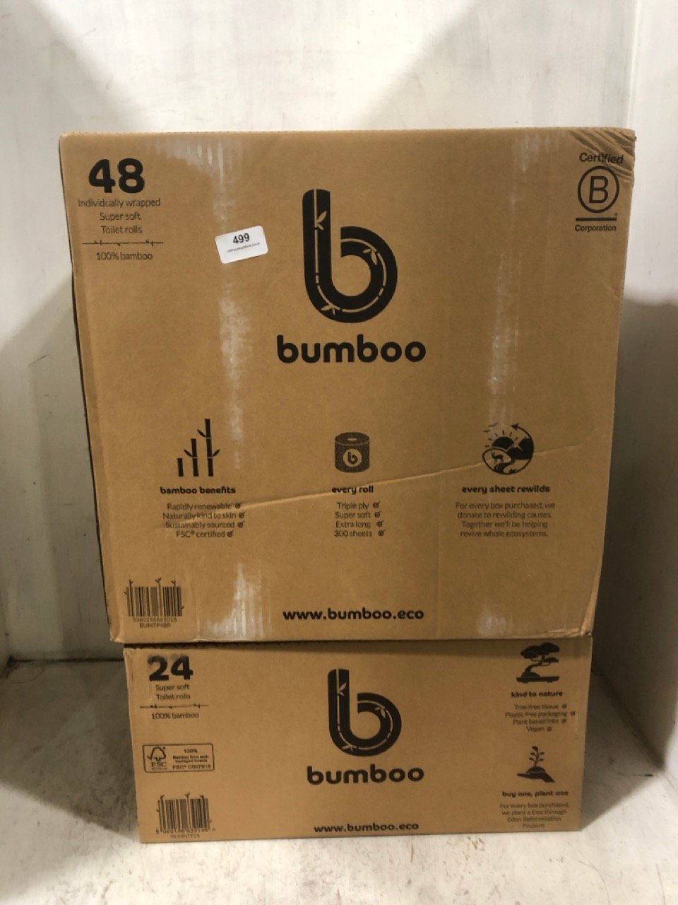 BUMBOO 100% BAMBOO 72 INDIVIDUALLY WRAPPED SUPER SOFT TOILET ROLLS