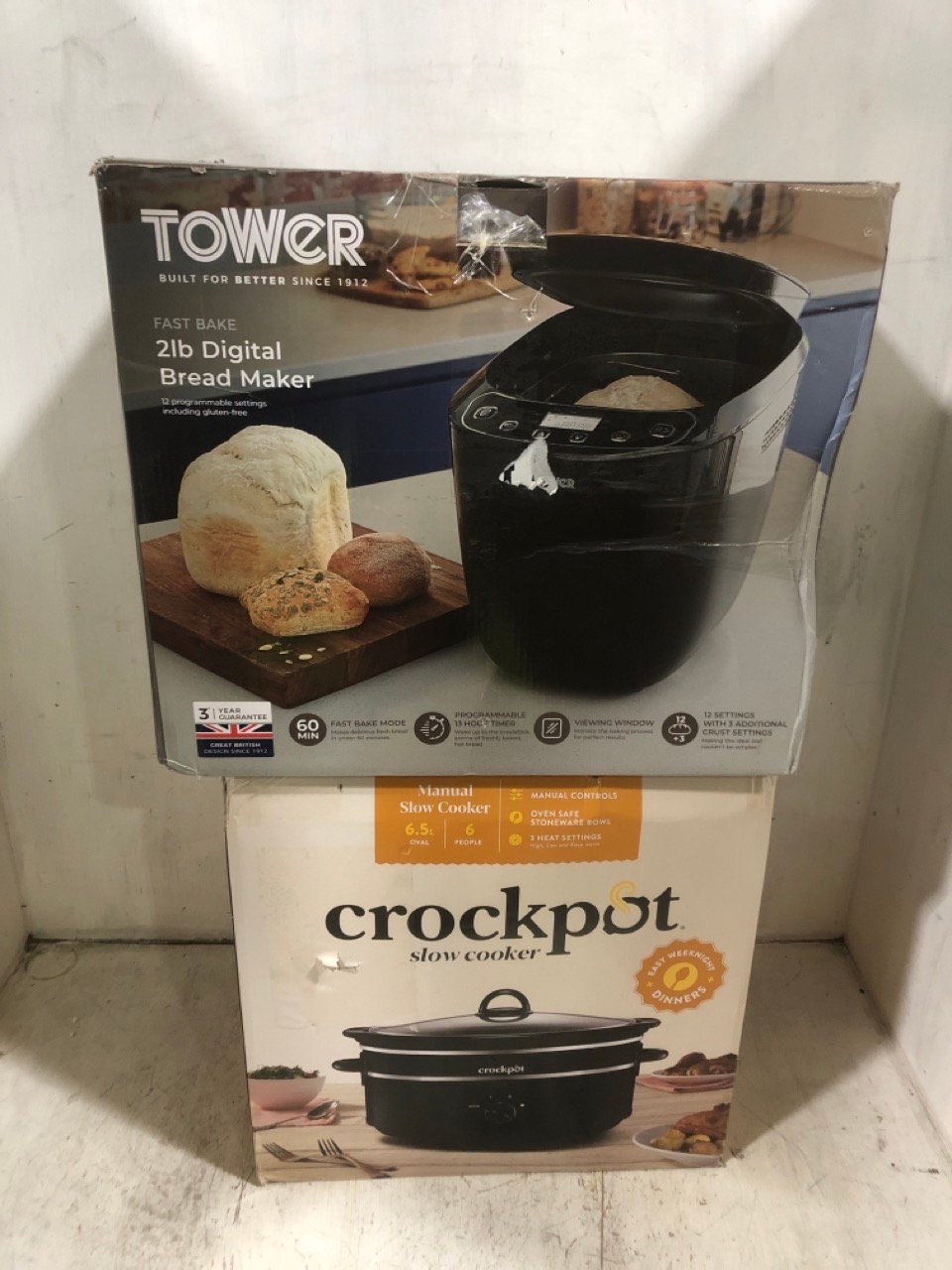 TOWER FAST BAKE 2LB DIGITAL BREAD MAKER TO INCLUDE CROCKPOT 6.5L OVAL MANUAL SLOW COOKER