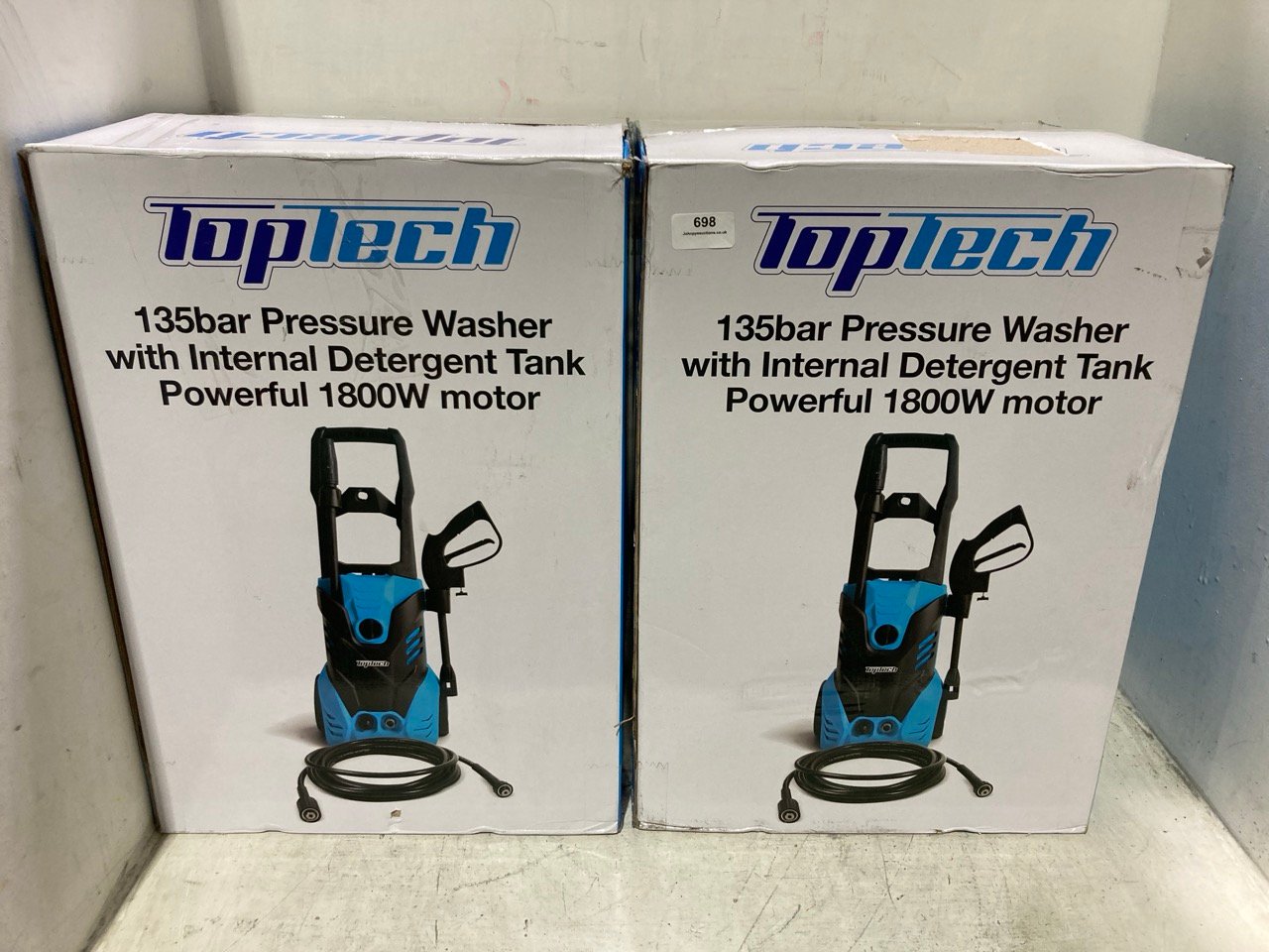 2 X TOP TECH 1800W PRESSURE WASHER WITH INTERNAL DETERGENT TANK 135 BAR 529771511