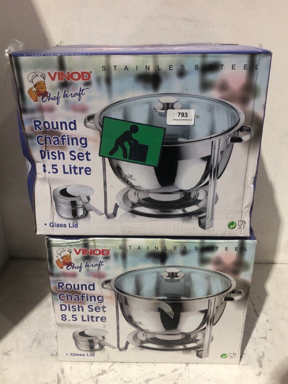 2 X VINOD 8.5L ROUND CHAFING DISH SET