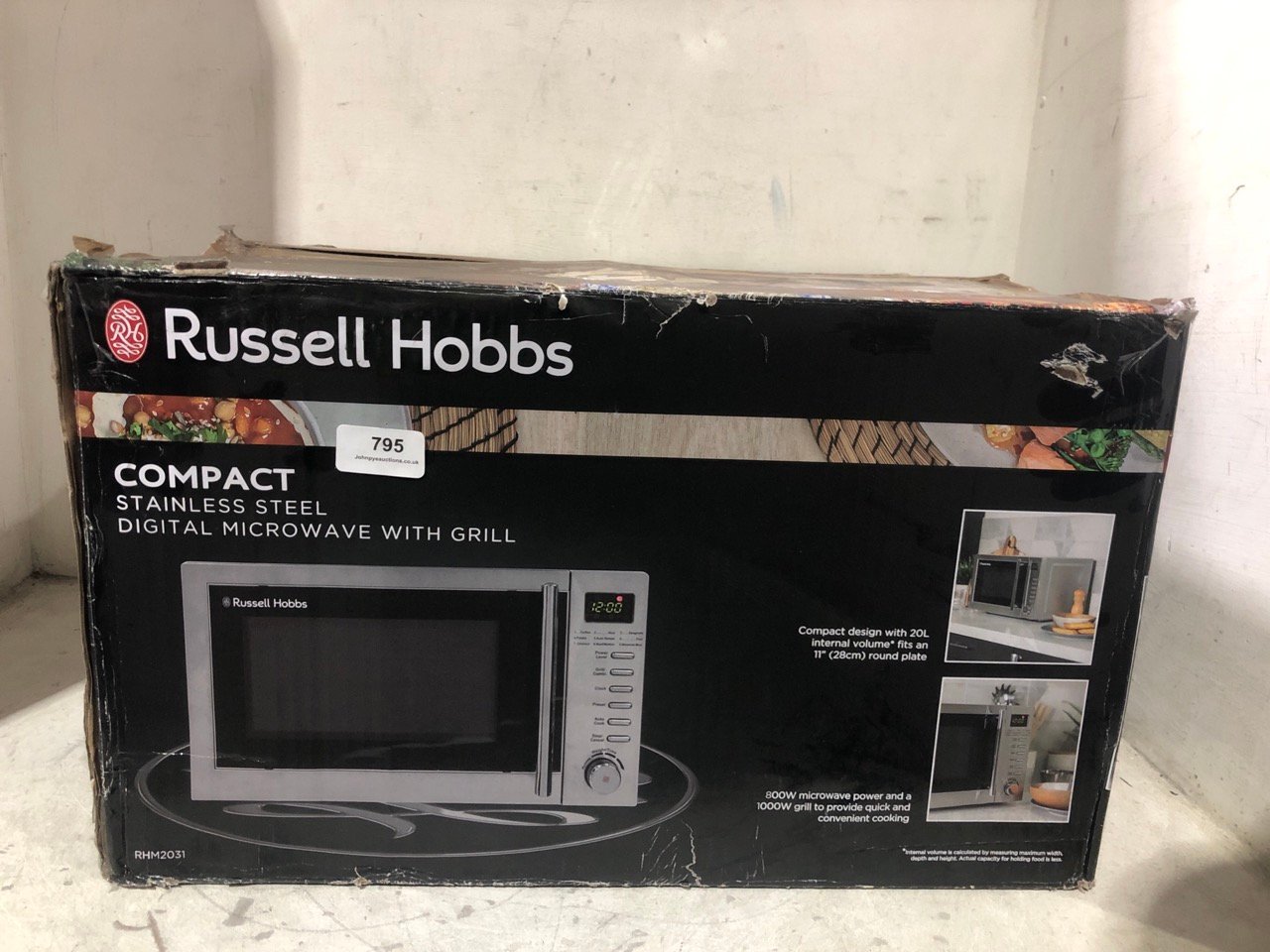 RUSSELL HOBBS COMPACT STAINLESS STEEL DIGITAL MICROWAVE WITH GRILL