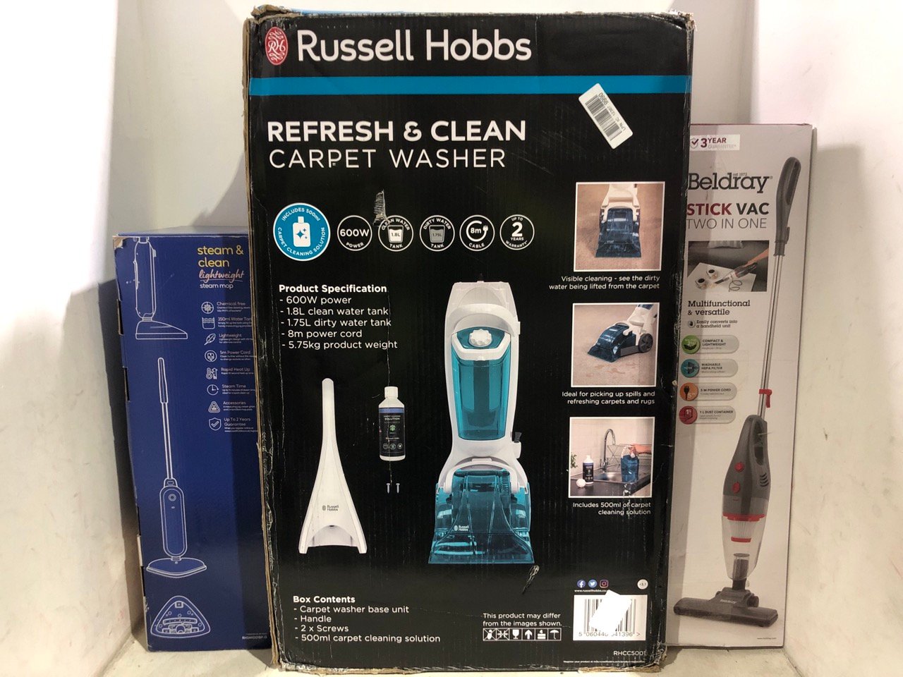 3 X ASSORTED ITEMS TO INCLUDE RUSSELL HOBBS REFRESH & CLEAN CARPET WASHER RHCC5001