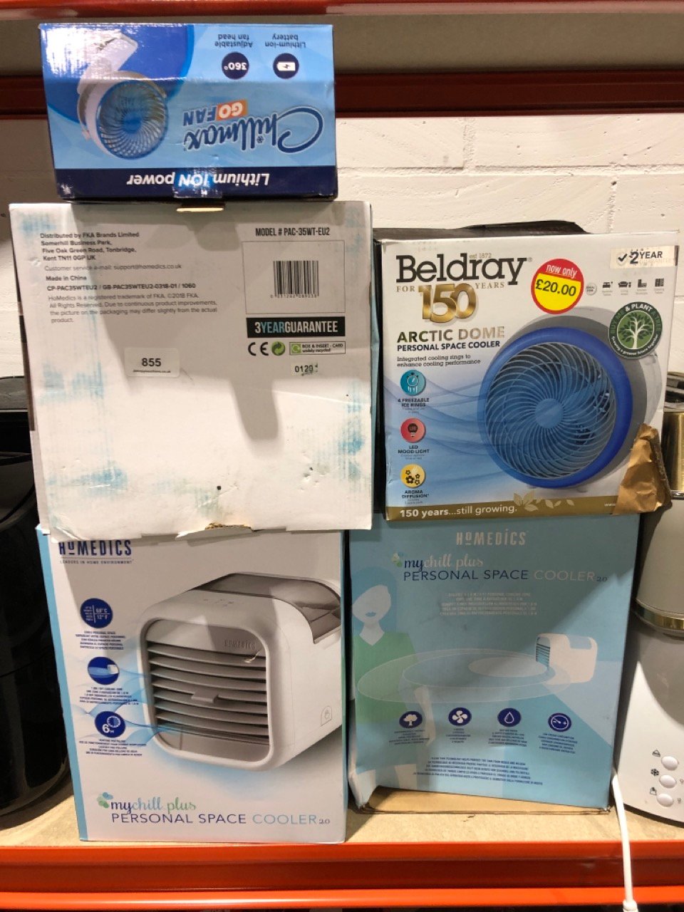 5 X ASSORTED ITEMS TO INCLUDE HOMEDICS MYCHILL PLUS PERSONAL SPACE COOLER 2.0