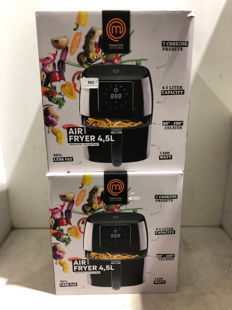 2 X MASTERCHEF 4.5L DIGITAL AIR FRYER BLACK