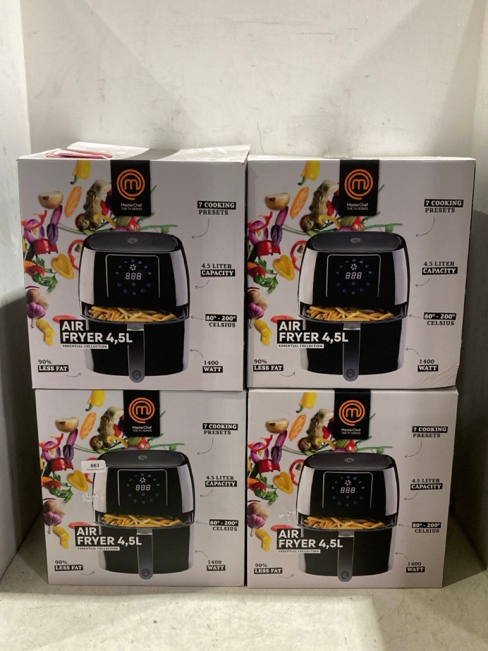 4 X MASTERCHEF 4.5L DIGITAL AIR FRYER BLACK