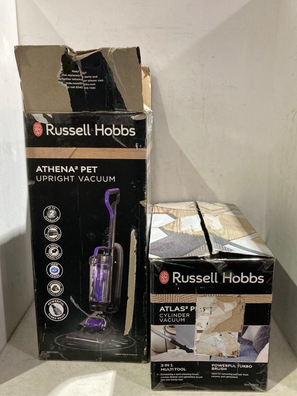 RUSSELL HOBBS ATHENA² PET UPRIGHT VACUUM CLEANER RHUV5601 TO INCLUDE RUSSELL HOBBS ATLAS² CYLINDER BAGLESS VACUUM CLEANER RHCV3601