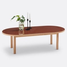 LA REDOUTE EVERGREEN OAK AND GLASS COFFEE TABLE IN TERRACOTTA - ITEM NO. GJQ151 - RRP £270