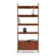 LA REDOUTE WATFORD VINTAGE WALNUT & STEEL SHELVING UNIT 190 X 80 CM IN BLACK / WALNUT COLOR STAIN - ITEM NO. DLX701 - RRP £675