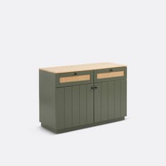 LA REDOUTE NOURRY PINE 2-DOOR 2-DRAWER SIDEBOARD IN GREEN / NATURAL - ITEM NO. GNC266 - RRP £475