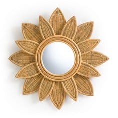 LA REDOUTE NOGU FLORAL 60CM DIAMTER RATTAN MIRROR IN NATURAL - ITEM NO. GLD001