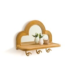 LA REDOUTE RIVIA RATTAN MIRROR WITH HOOKS IN NATURAL - ITEM NO. GNG305 - RRP £190