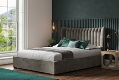 HARC MID GREY DOUBLE FABRIC OTTOMAN BED FRAME (KERBSIDE PALLET DELIVERY)