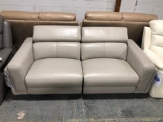 LA-Z-BOY HARRISON 3 SEATER POWER RECLINER SOFA IN LIGHT GREY LEATHER - RRP £1249